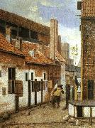 Jacobus Vrel Street Scene with Two Figures Walking Away painting